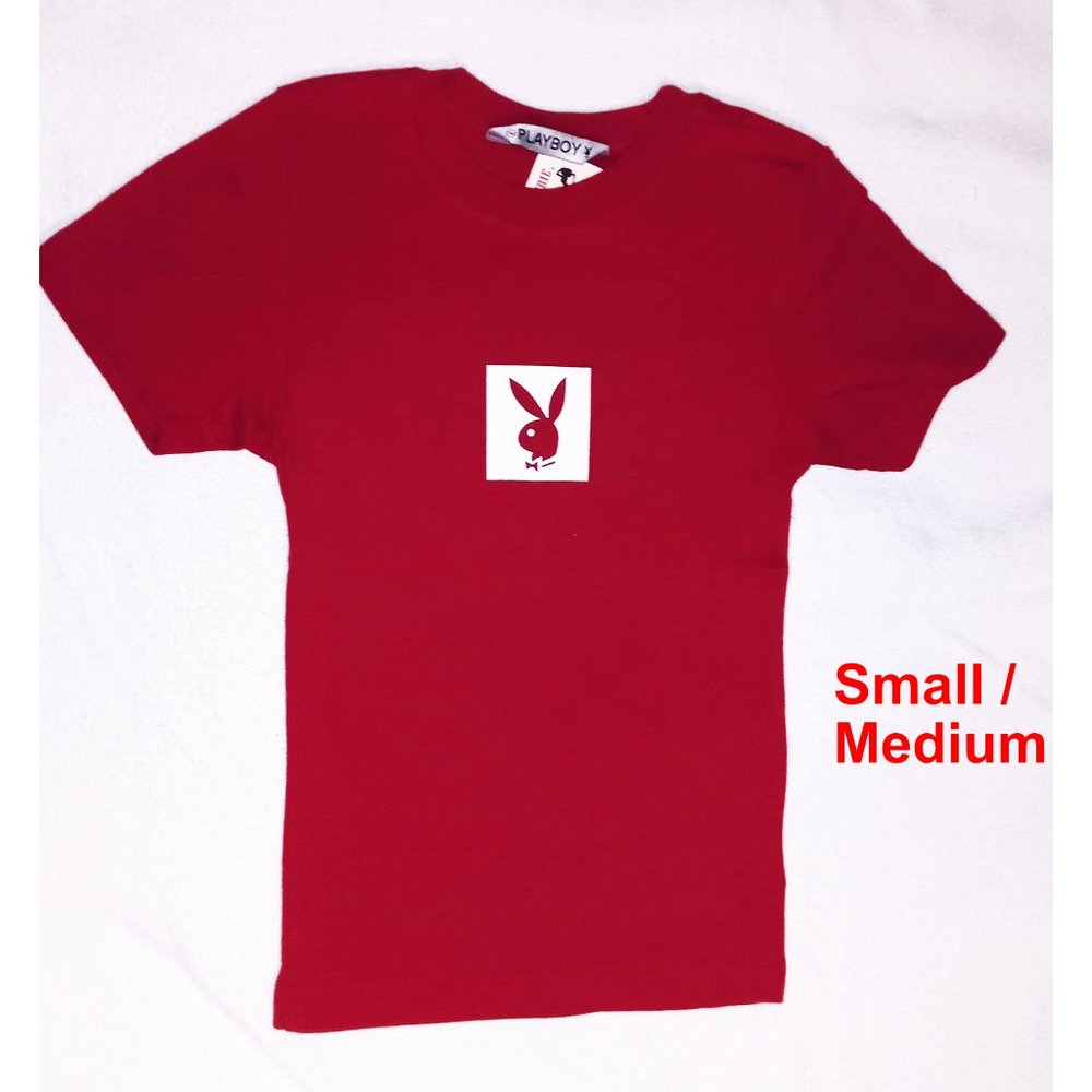 Playboy RED Ladies Short Sleeve Rabbit Head Tshirt NWT* Vintage Small/Medium